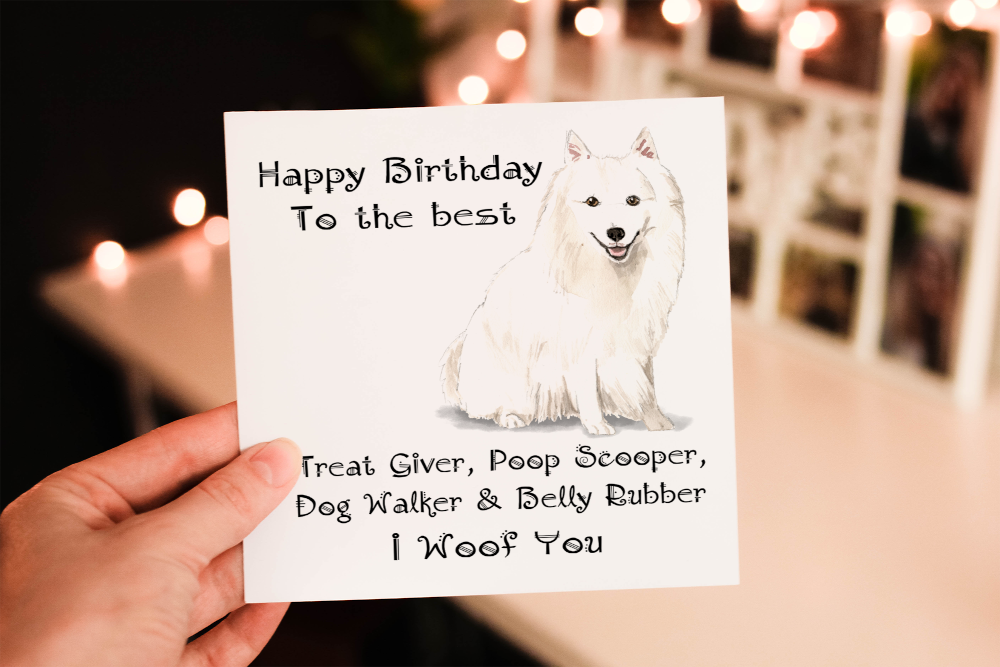 Japanese Spitz Dog Birthday Card, Dog Birthday Card - Click Image to Close